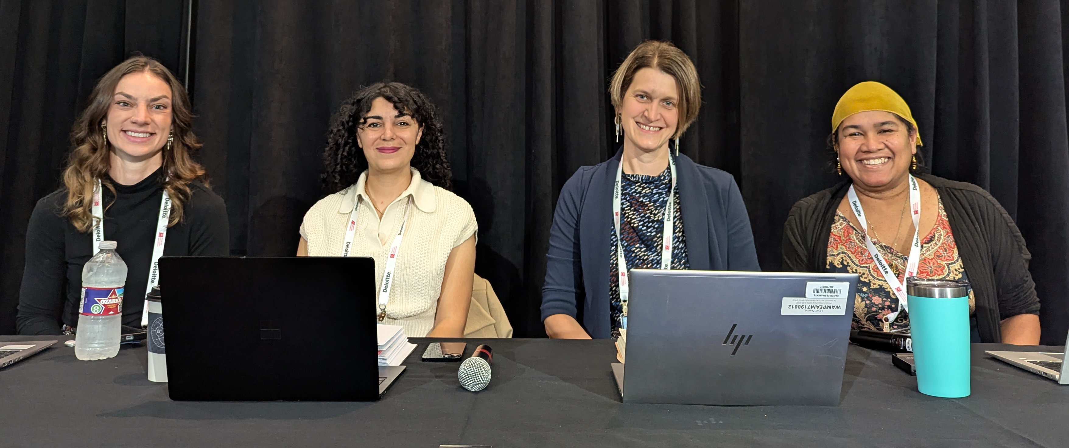 From Left to right, Jess Renger, Maryam Khojasteh, Maggie Jones and Elena Kuo sit for their 2025 AEA panel discussion.