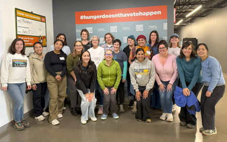 Members of CCHE at Food Lifeline after packaging food to be delivered to local food banks.